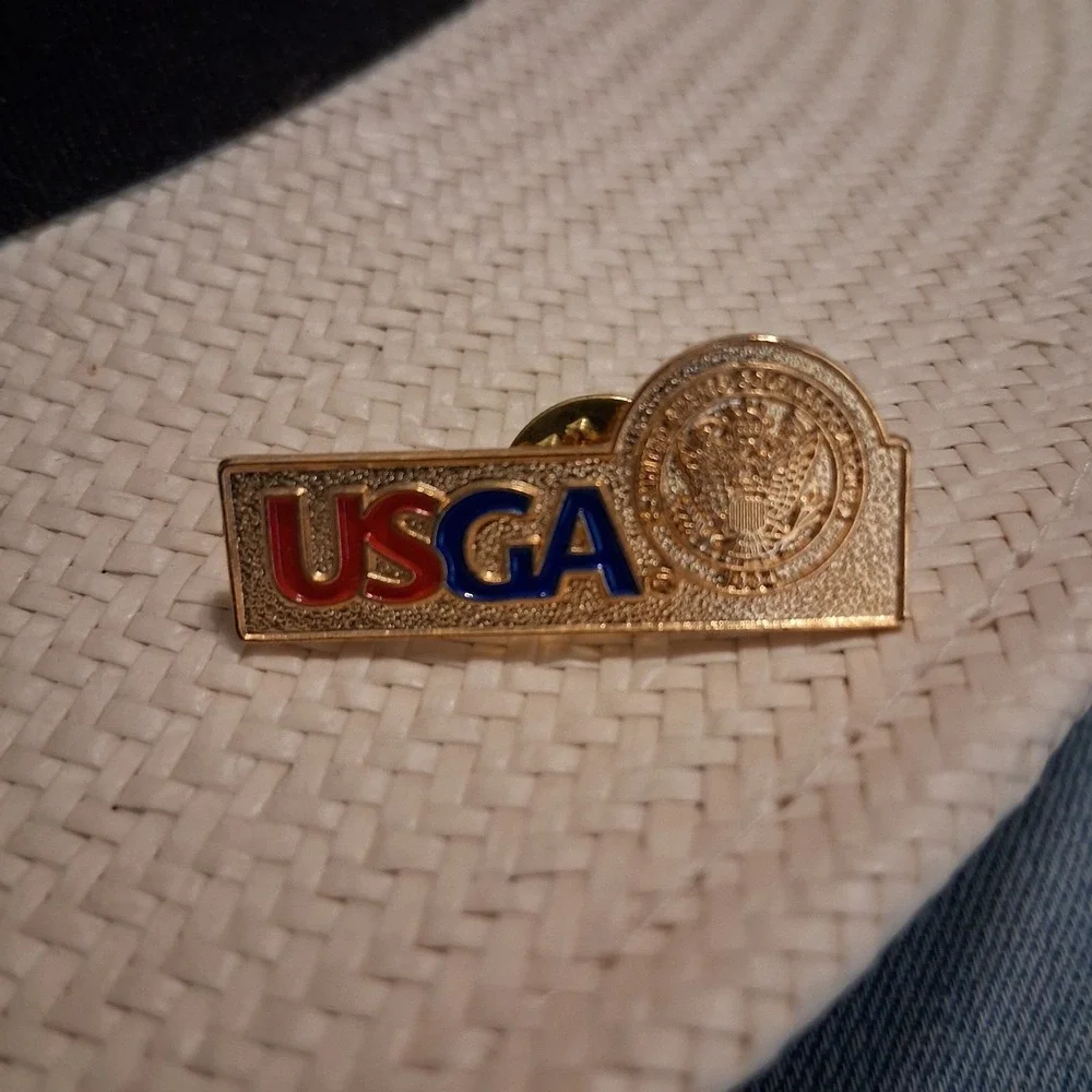 USGA Lapel Pin United States Golf Association Gold Color with Red & Blue Letters